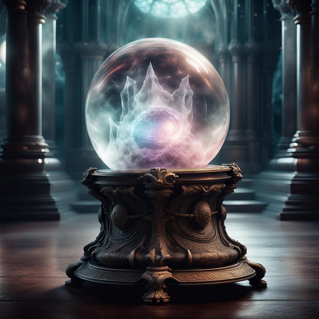 Evil Crystal Ball in Dark Fantasy World