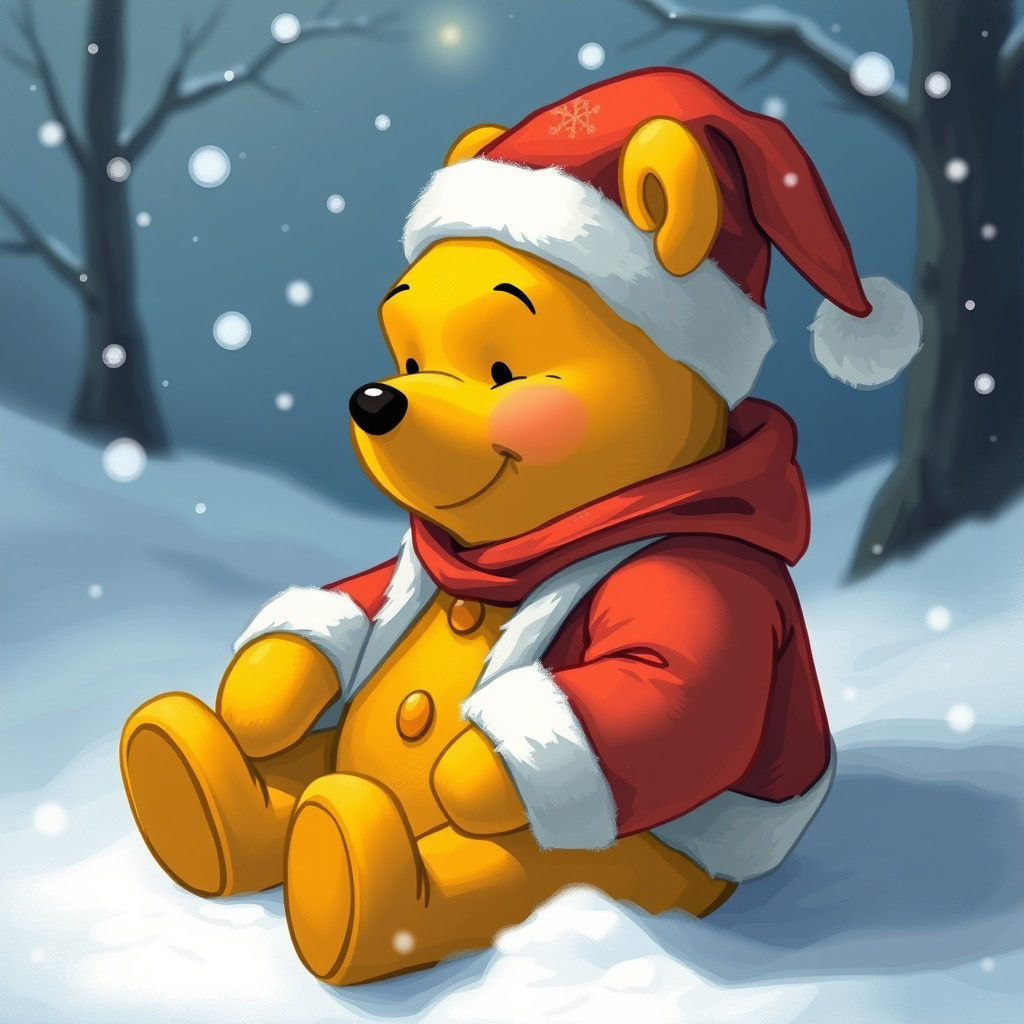 Winnie the Pooh Celebrates Christmas in Snow