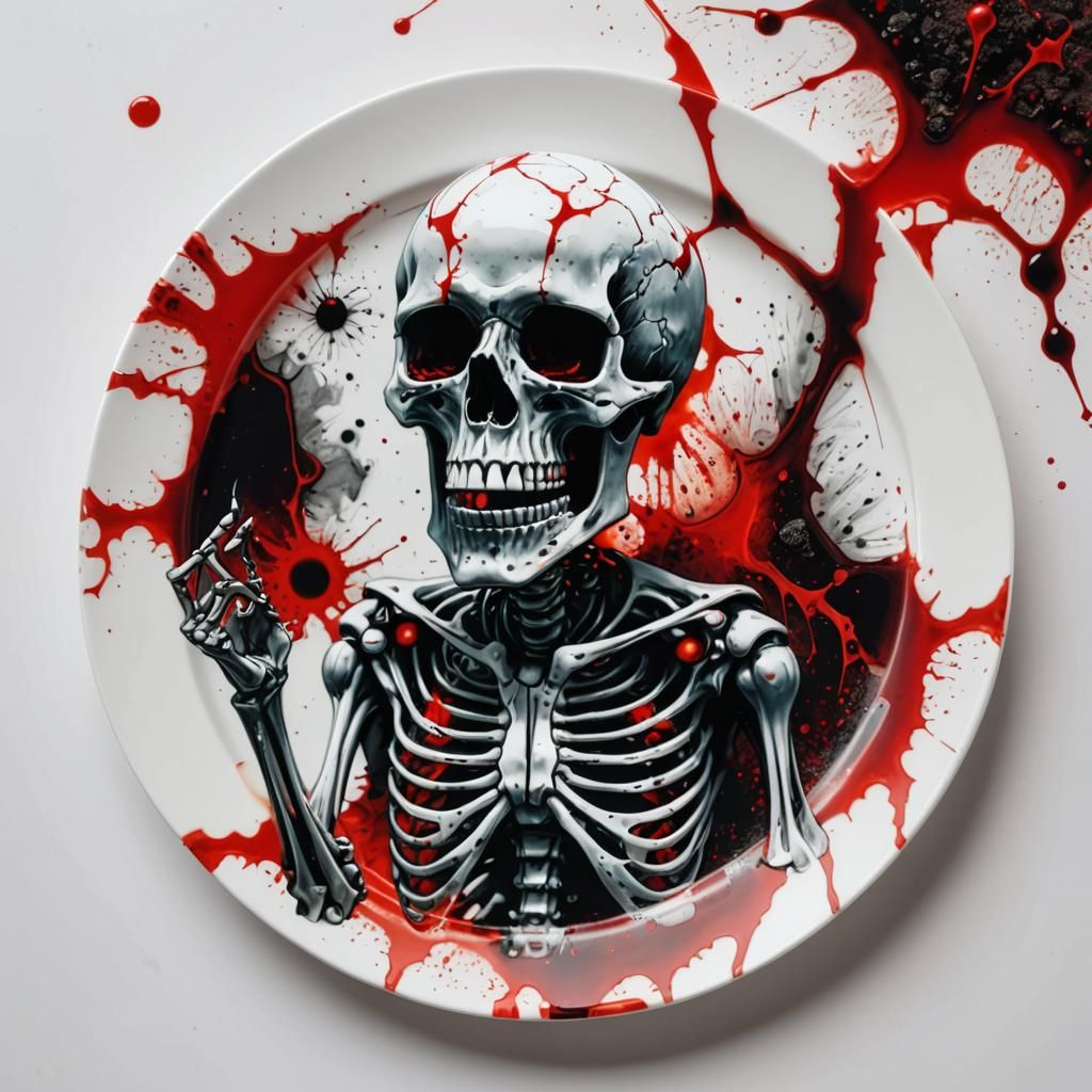 Fractal Coffee Stain with Skeleton Oracle in Glitch Art