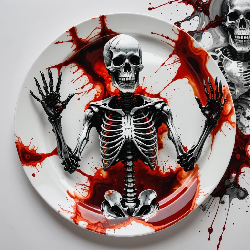 Glitch Art: Fractal Skeleton Oracle with Coffee Stains