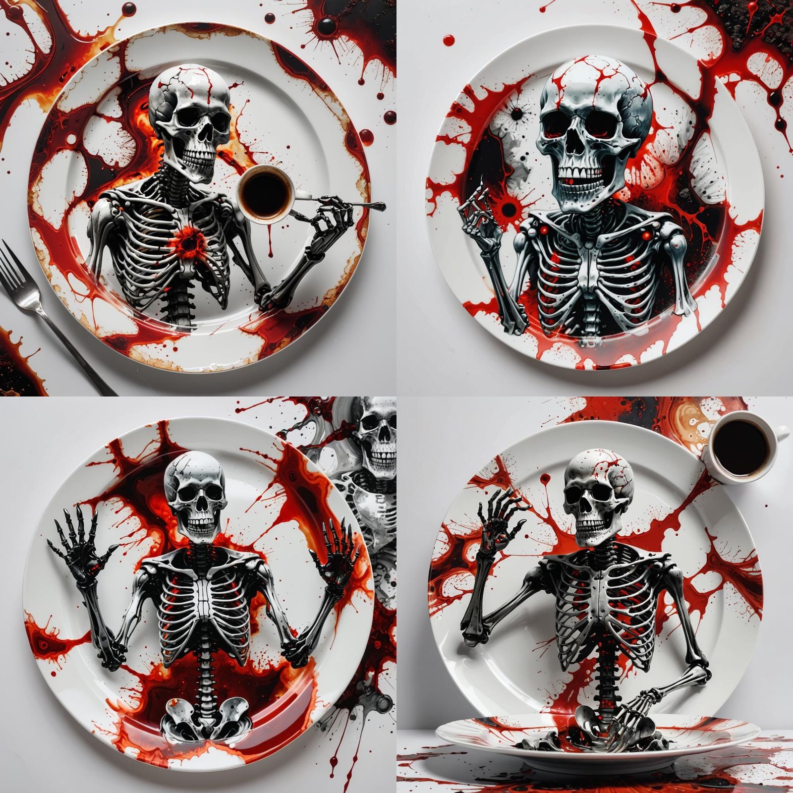 Glitch Art Fractal Coffee Stains and Skeleton Oracle