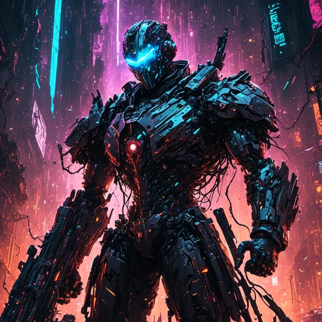 Cyberpunk Wraith with Holographic Sword