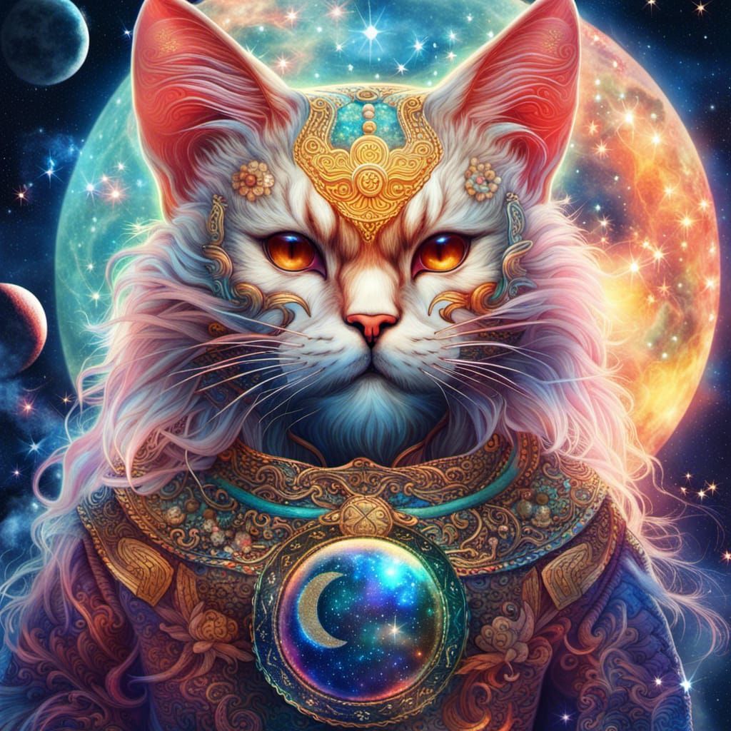 Chinese Lunar Cat God Carries the Moon