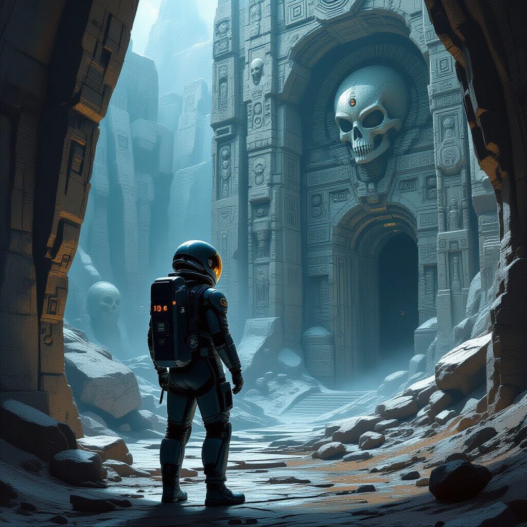 Astronaut Exploring Mystical Alien Ruins