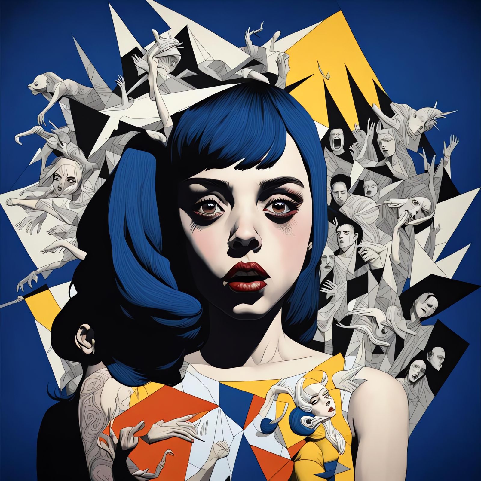 Melanie Martinez as Cubist Nightmare in Pop-Art Style