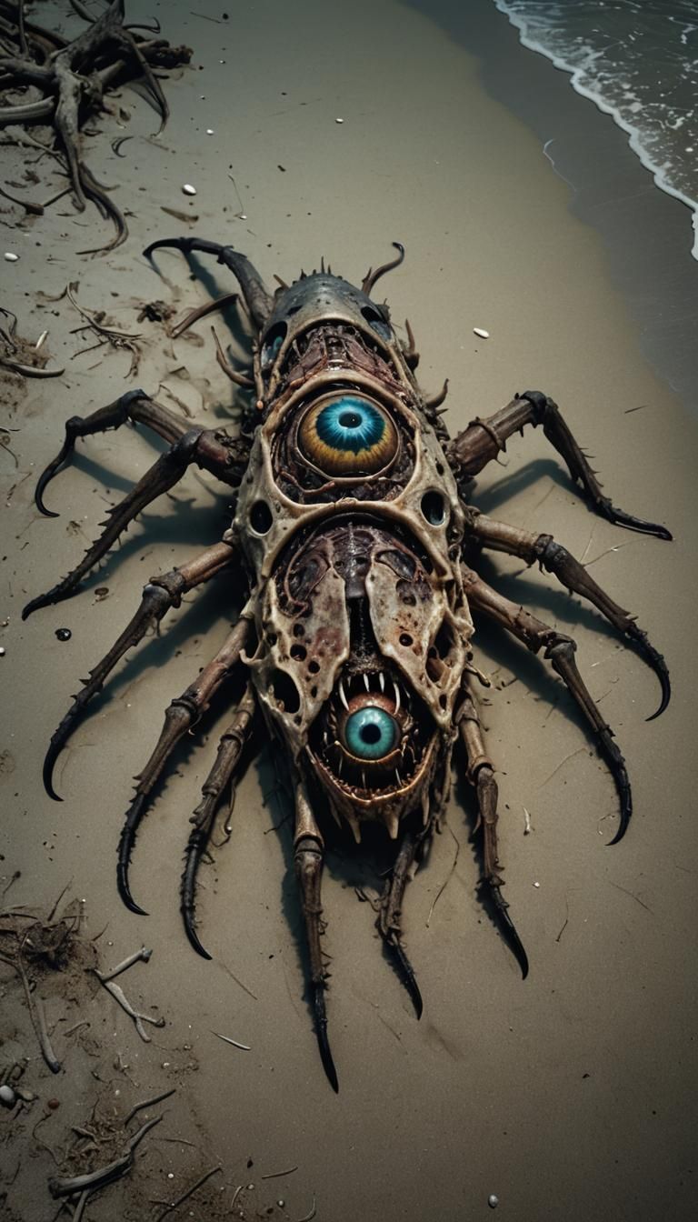 Horrific Stranded Insectoid Carcass in Cinematic Style