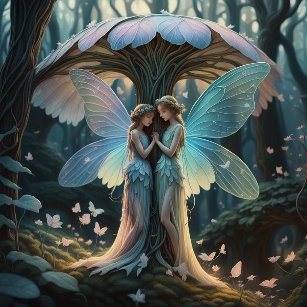 Whimsical Fairies in a Dreamy Landscape