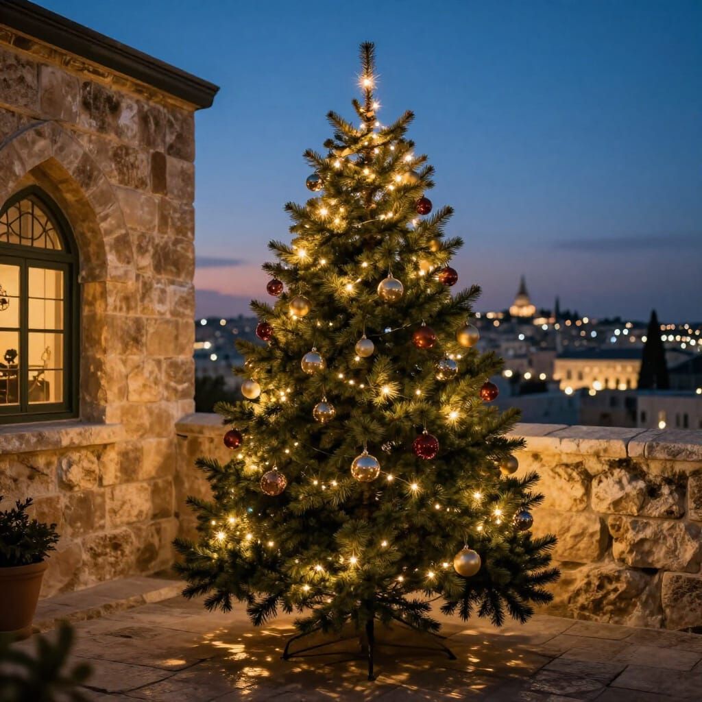 Christmas Tree Outside Santa's House in Jerusalem