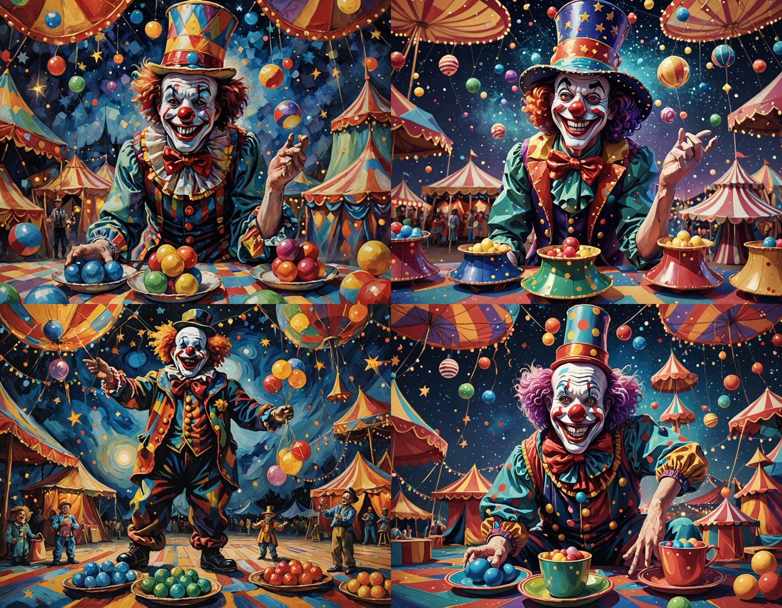 Colorful Circus Tent Under Starry Night Sky