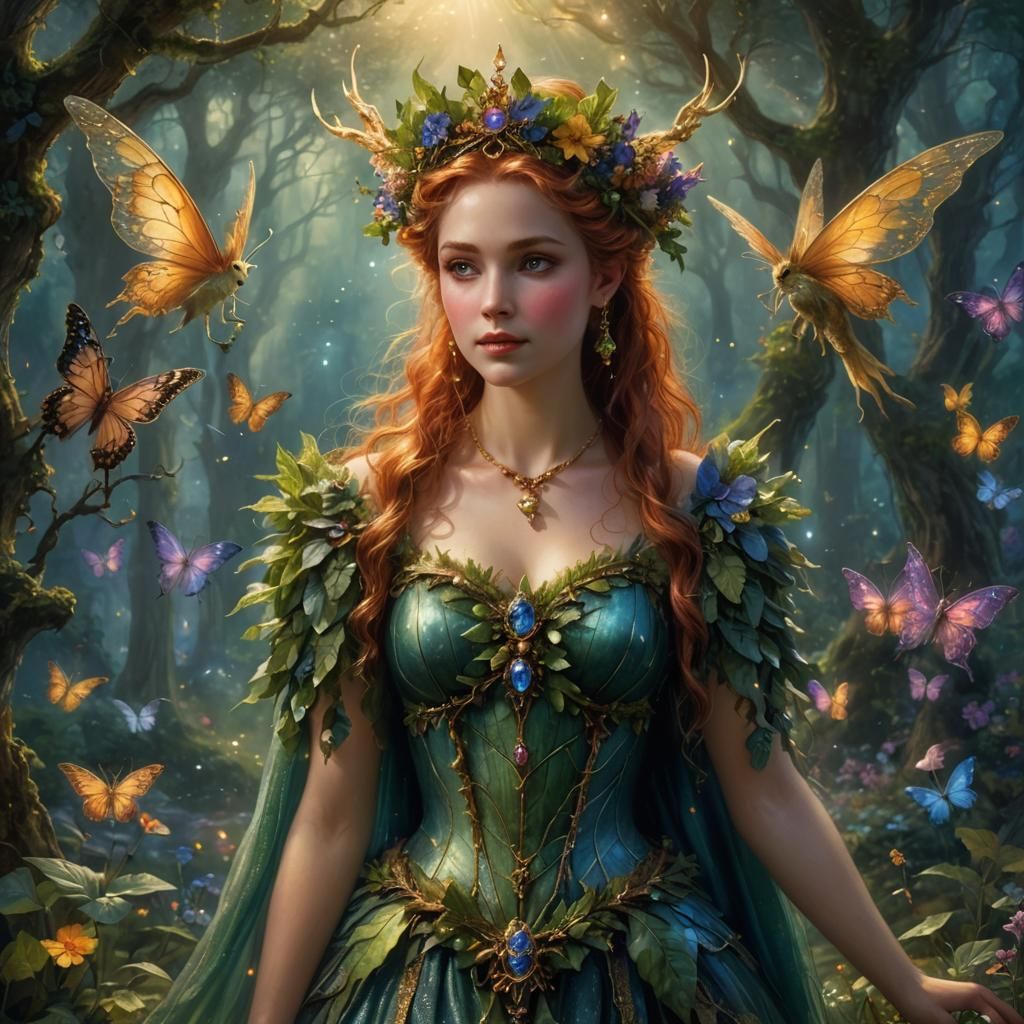 Ethereal Fairy Queen in Dreamlike Forest