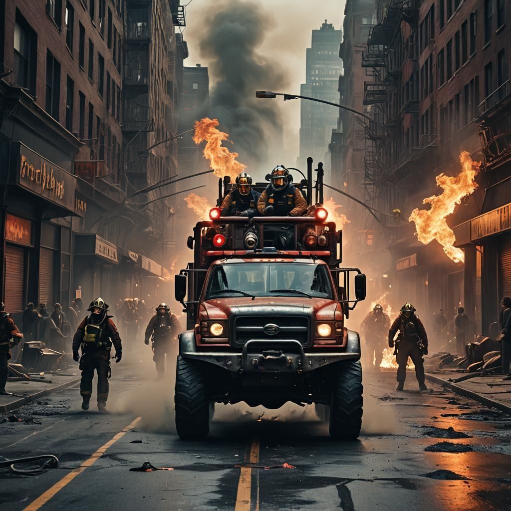 Post-Apocalyptic Firefighters in Mad Max Style