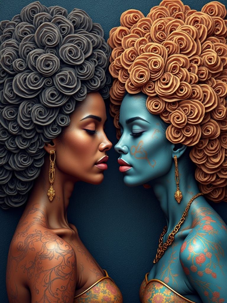 Fractal Pointillist Portrait of a Black Woman