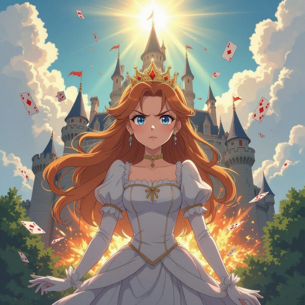 Queen of Spades with Exploding Castle, Manga Style