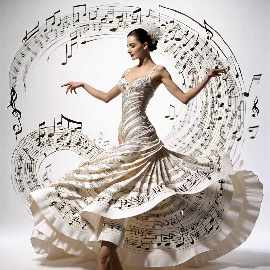 Spanish Dancer in Musical Sea: Enchanting Illustration