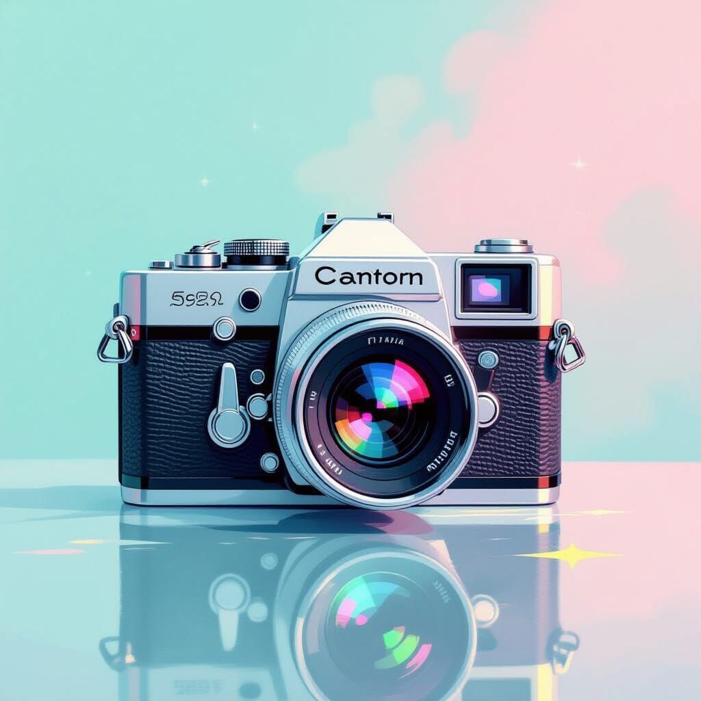 Retro Camera in Dreamlike Pastel Gradients