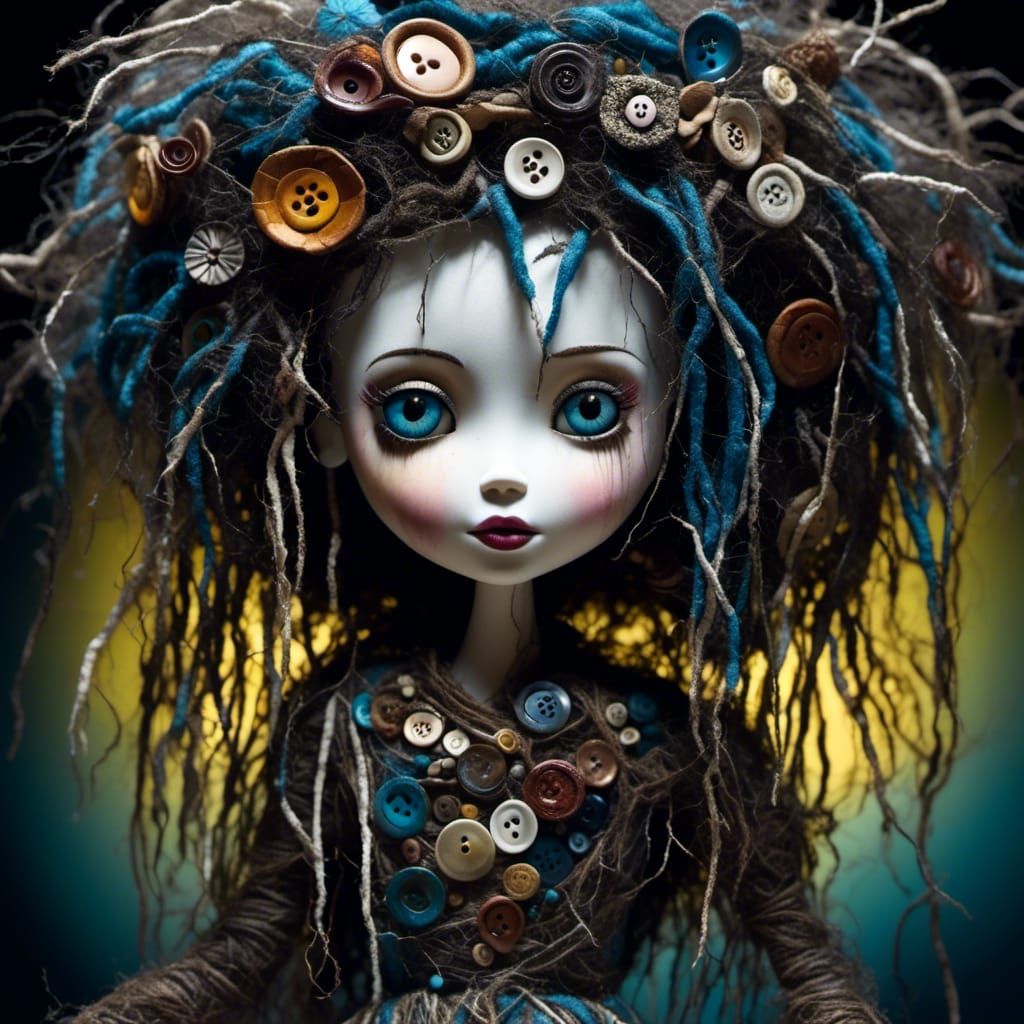 Creepy Swamp Witch Voodoo Doll Illustration