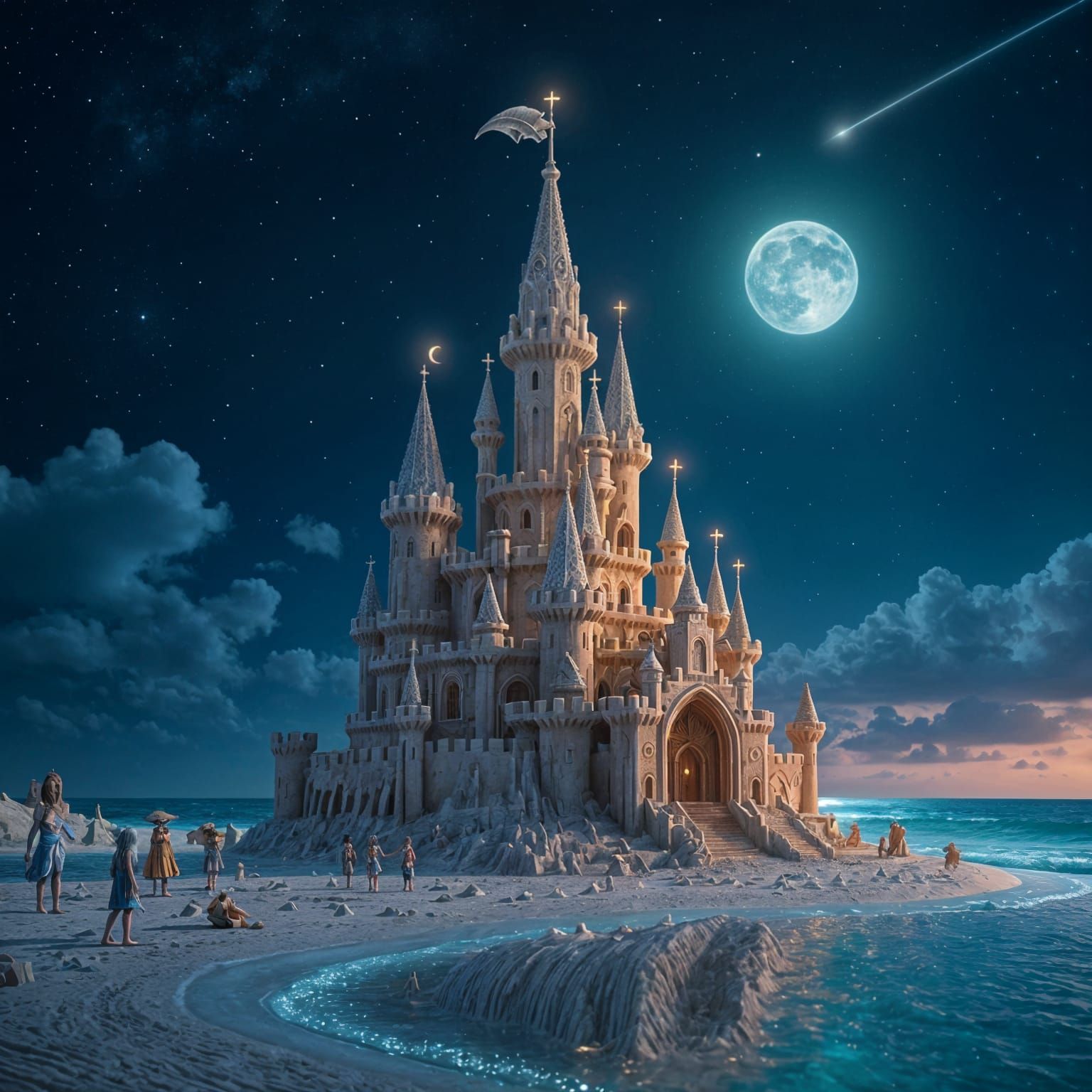 Aliens Visit Toddler's Sandcastle: Fantasy Concept Art