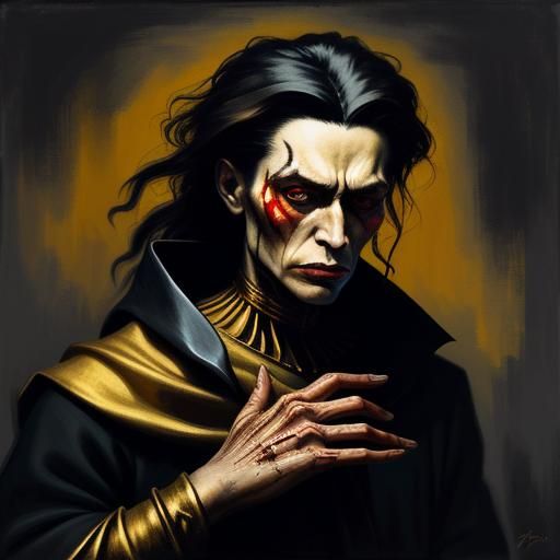 Vampire Injecting Blood in Expressionist Art Style