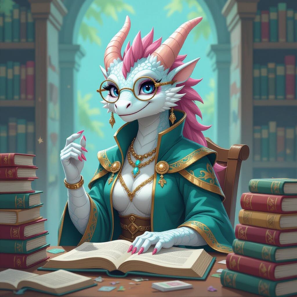 Dragonborn Scholar in Graffiti and Splash Art Style