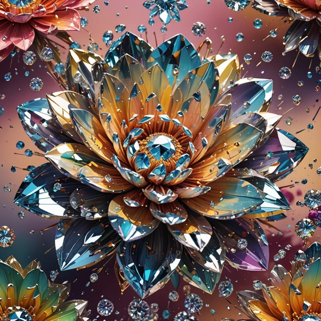 Hyperrealistic Diamond Flower Concept Art
