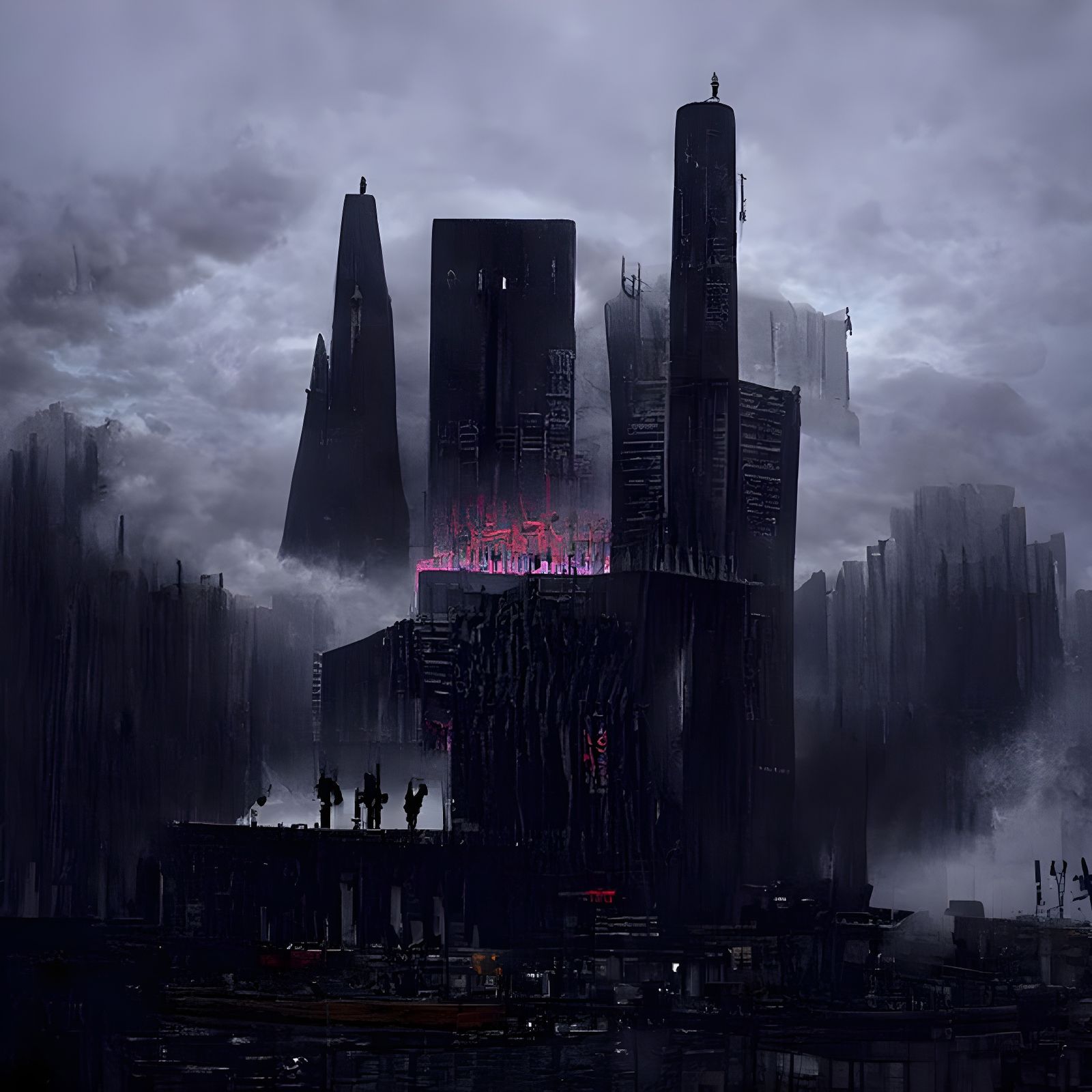 Dystopian Eternal Autocracy by Hugh Ferriss in Brutalist Sty...