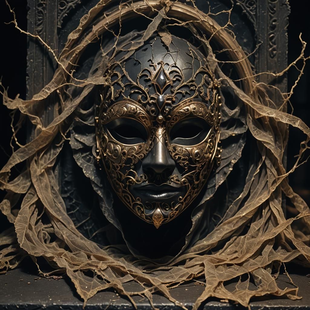 Dark Surrealism: Abandoned Mask in Candlelight