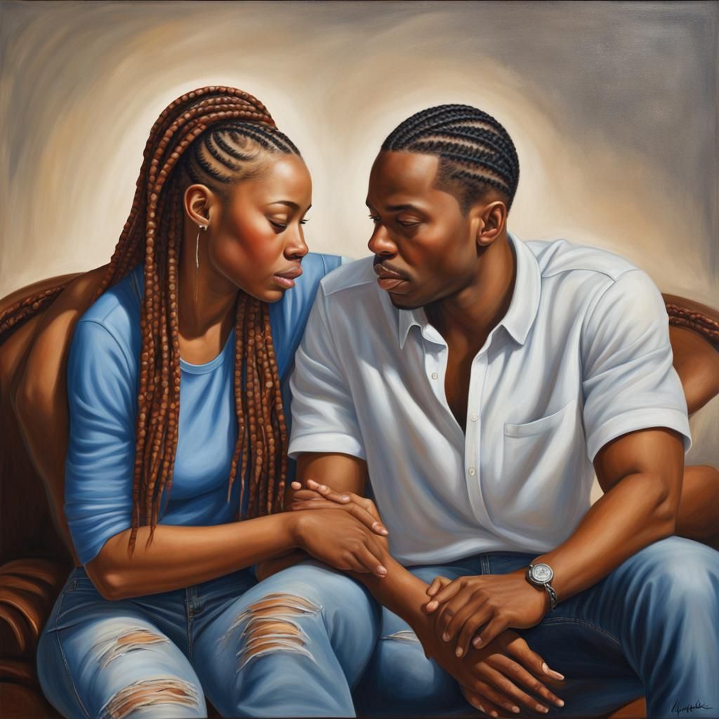 Hyperrealistic Oil Painting of a Black Couple