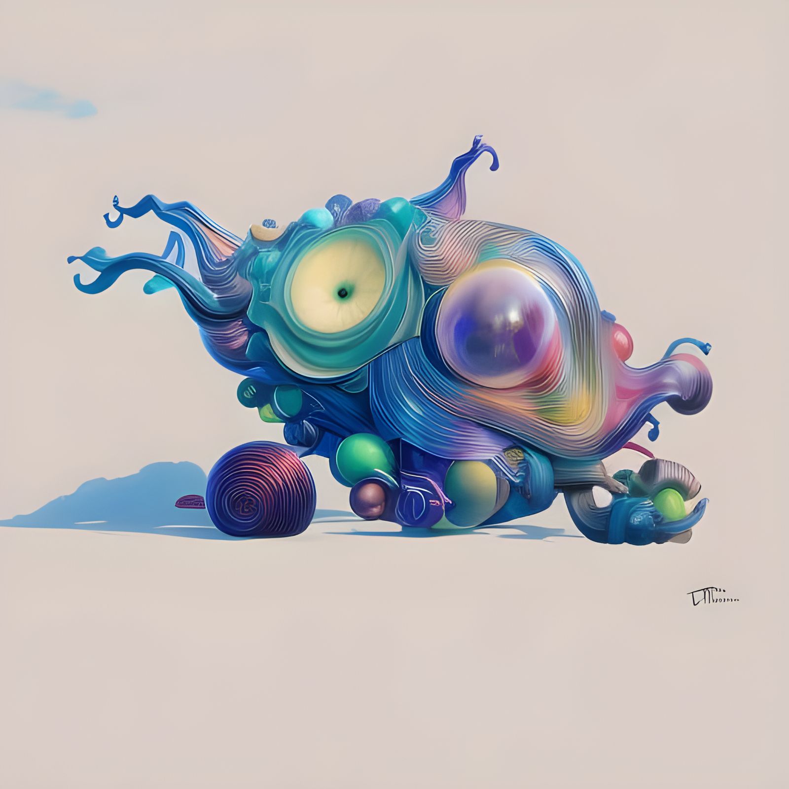 Brain Spaceship in Deco Style with Plastic Texture