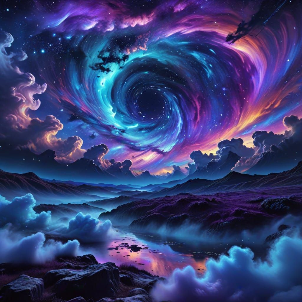 Cosmic Starry Night in Van Gogh Style