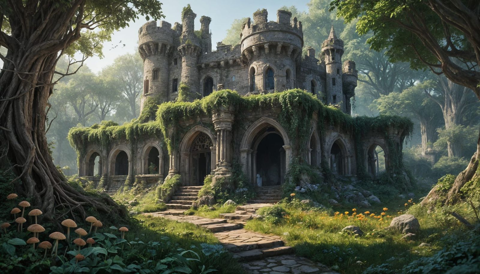 Enchanted Ruins: A Mystical Forest Castle