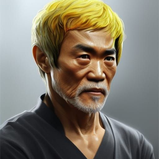 Bruce Lee as an Old Man: Hyperdetailed Portrait