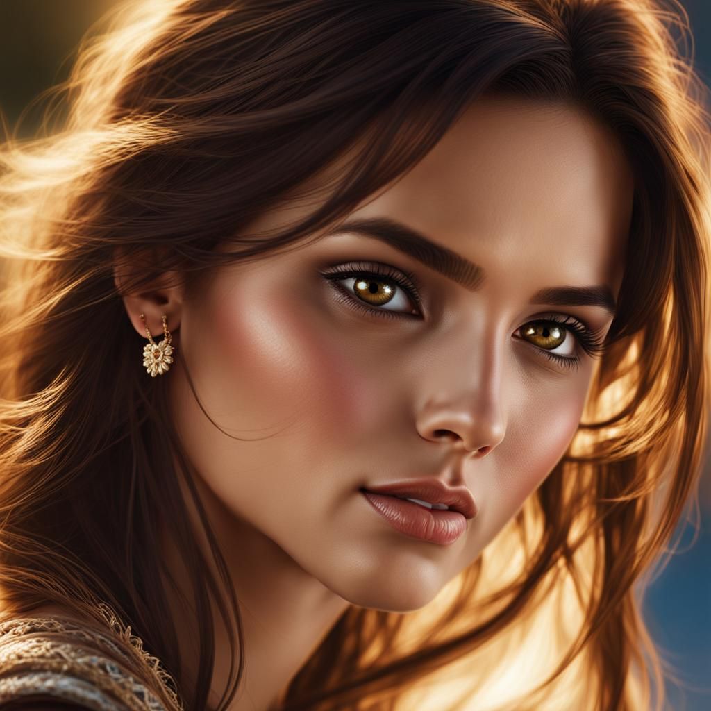 Beautiful Spanish Woman Portrait in Hyperrealism