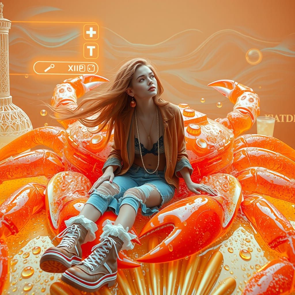 Gummy Crab Rider in Dreamlike Soda Sea