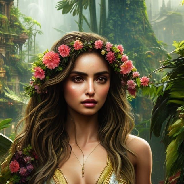 Ana de Armas as a Goddess in Aztec Temple