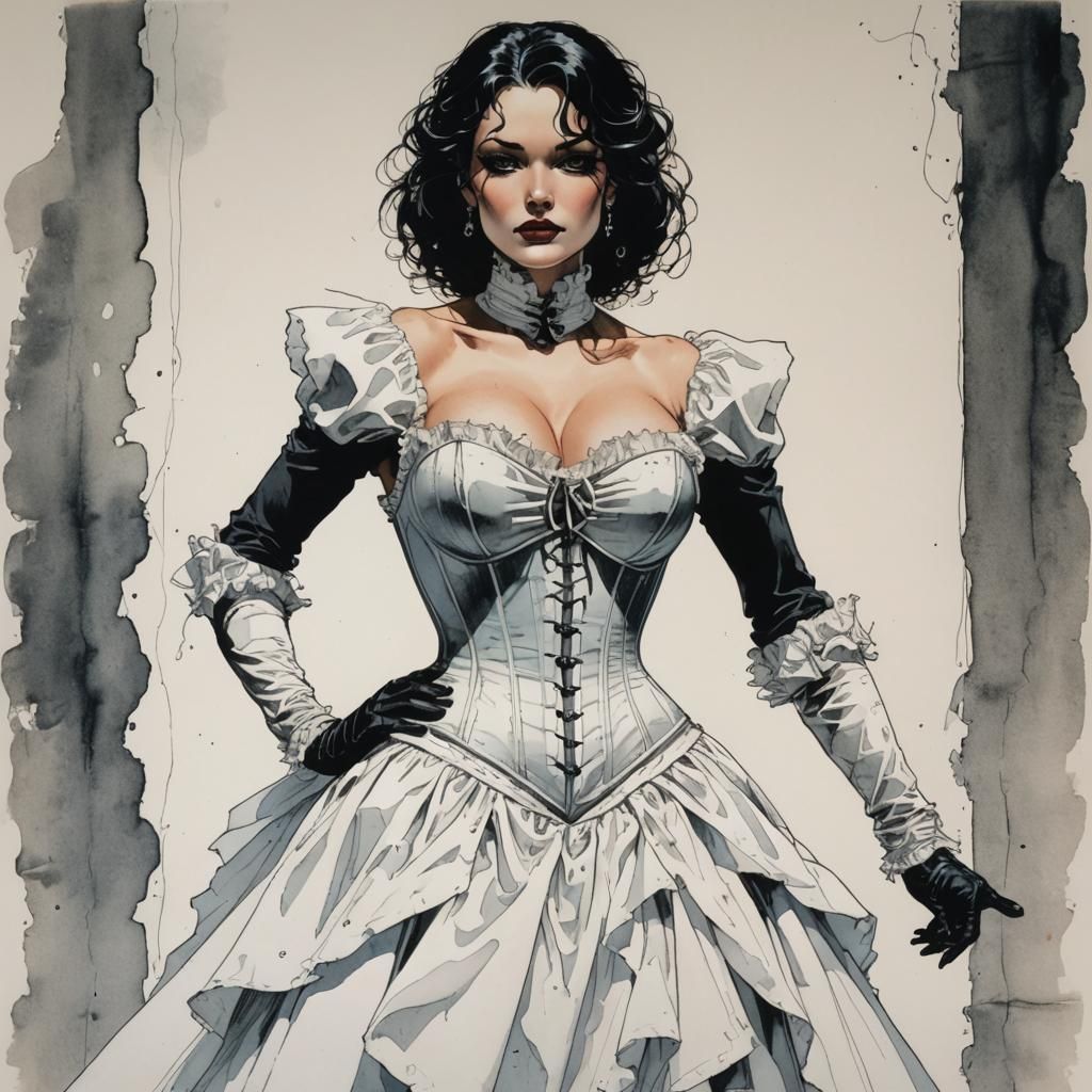 Lady in Corset, Graphic Novel Art Style