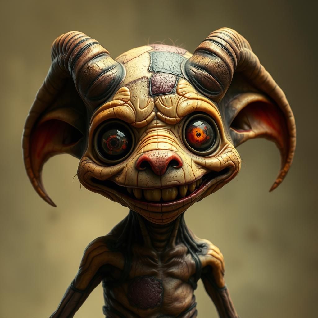 Grotesquely Adorable Creature in Dark Fantasy Style