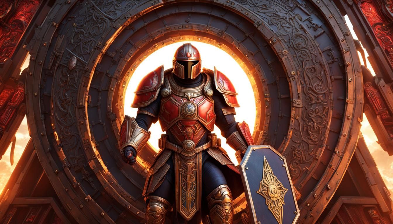 Futuristic Roman Centurion Space Marine in Vibrant Armor