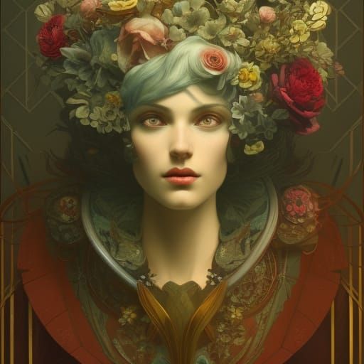 Art Deco Flower Arrangement in Renaissance Dystopia