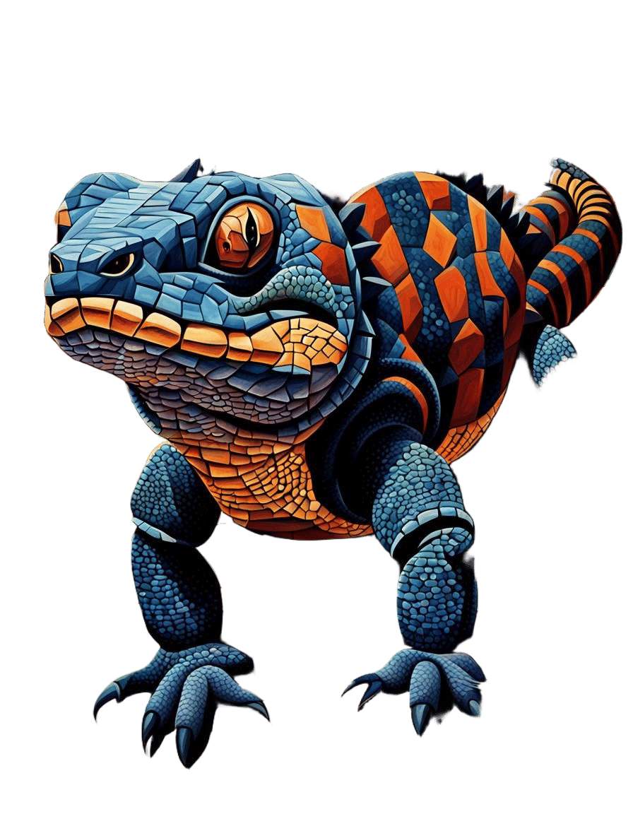 Vibrant Cubist Gila Monster