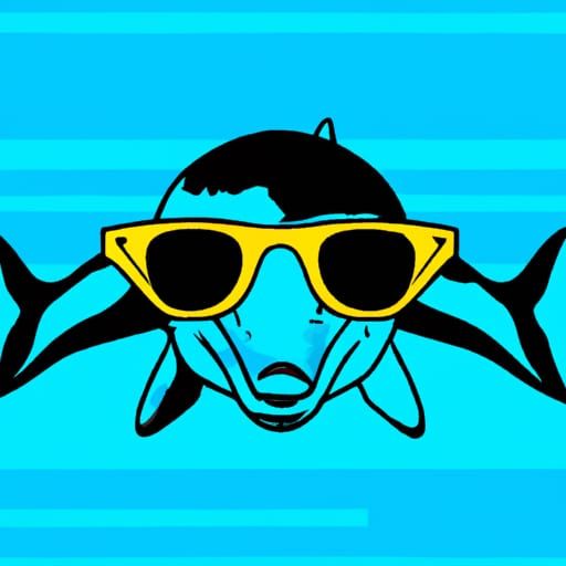 Dolphin with Sunglasses in Geometric Pop Art