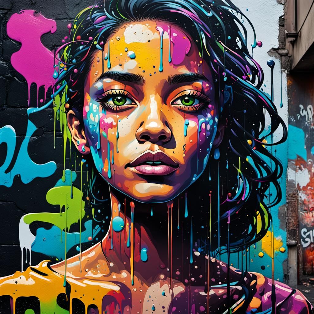 Vibrant Street Art Portrait in Urban Style