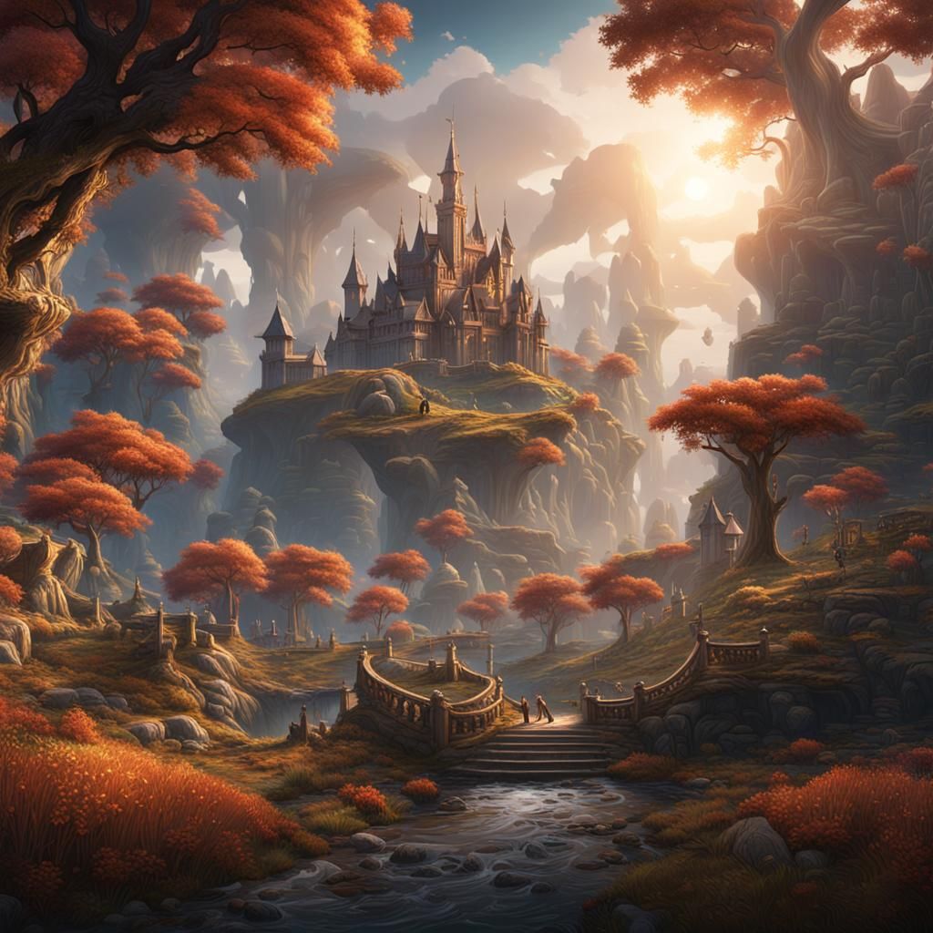 Fantastical World: Detailed Matte Painting in Deep Color