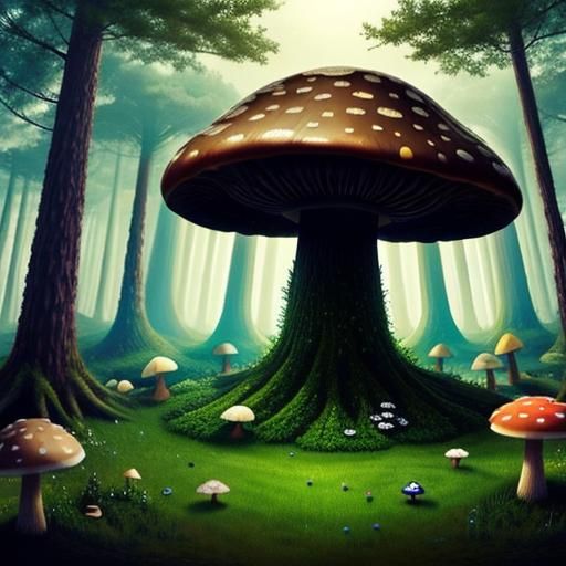 Hyperdetailed Giant Mushroom Forest Masterpiece
