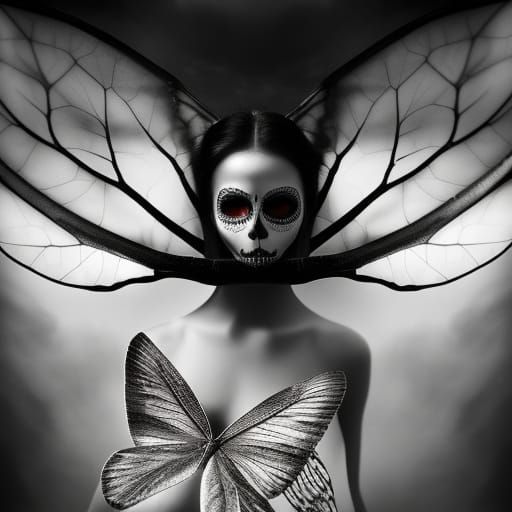 Fairy Woman with Sugar Skull, Infrared Photography