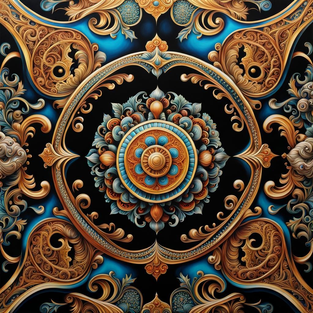 Intricate Airbrush Painting of Maximalist Design