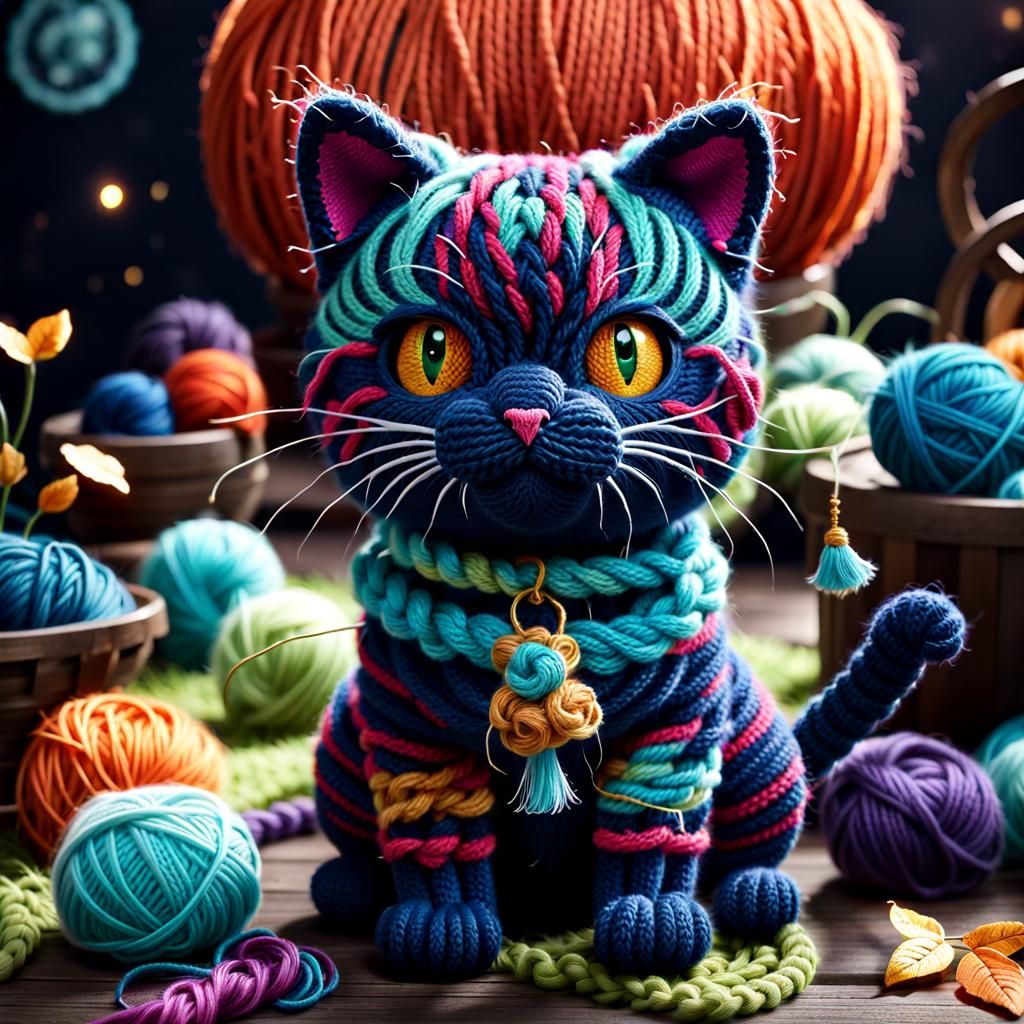 Cat Made of Yarn