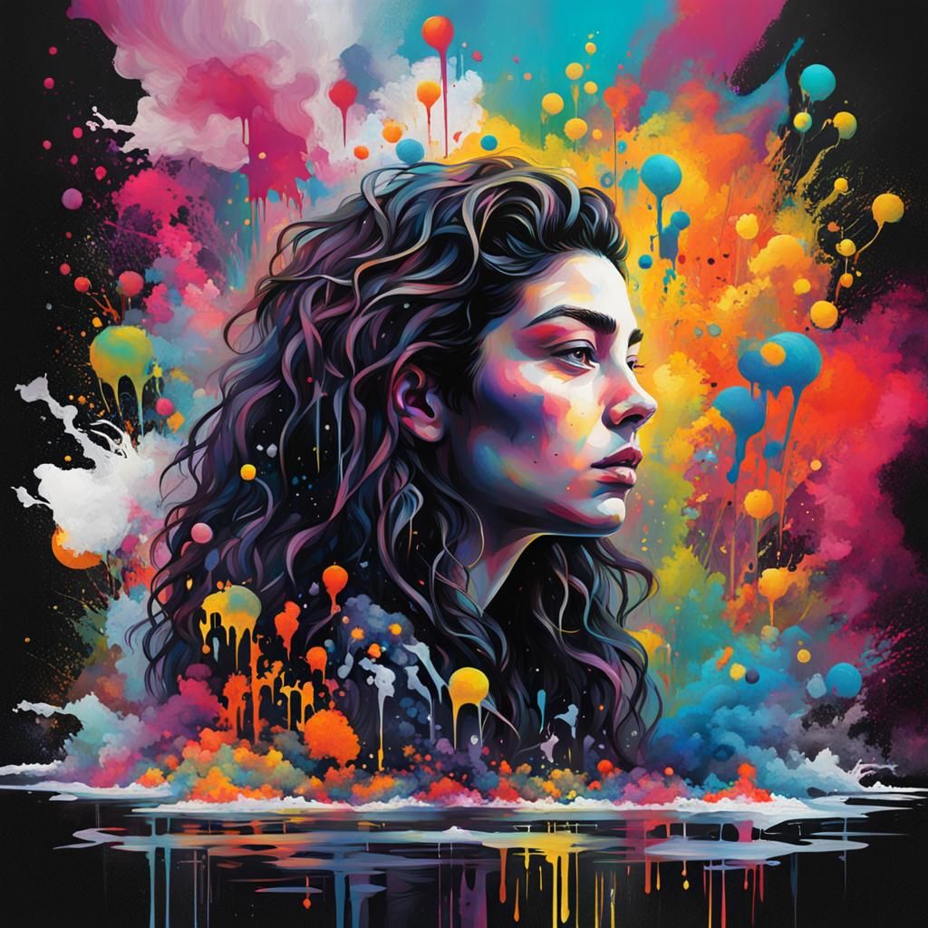 Colorful Graffiti Street Art with Oil Gouache