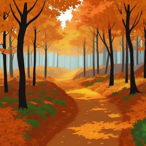 Fox Walking in Bright Autumn Forest: Vector Art