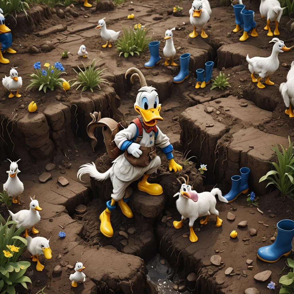 Donald Duck Goat in Wellington Boot Garden