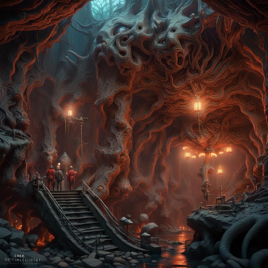 Journey to Earth's Core: Dark Fantasy Concept Art